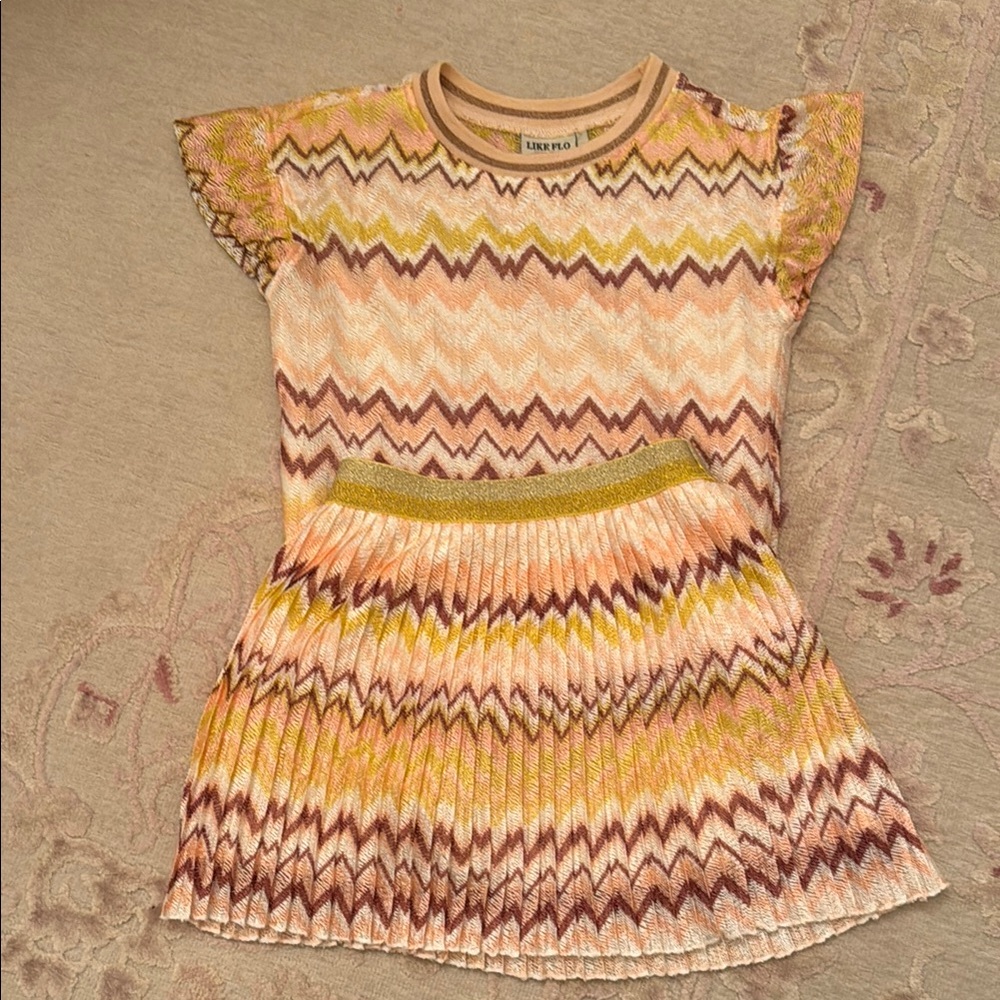 Colorful Chevron Knit Top & Skirt